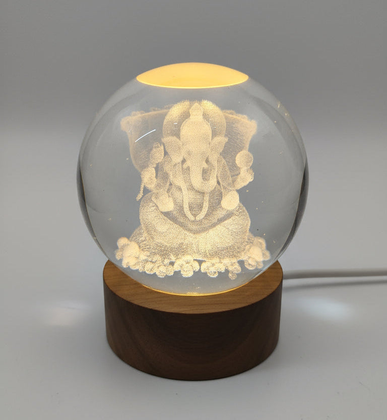 Lord Ganesh Crystal LED Lamp