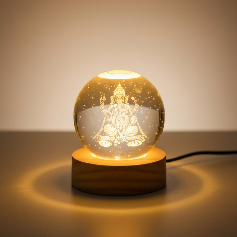 Lord Ganesh Crystal LED Lamp